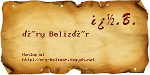 Őry Belizár névjegykártya